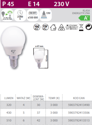Pro-fessional LED 4W P45 E14 3000K ciepły biały PRO-fessional 2