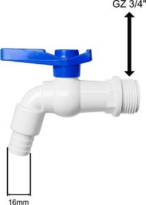 Bradas Zawór kulowy do zbiornika Kran 3/4" Tworzywo sztuczne 7185 2
