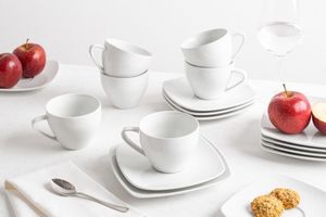 Porcelana MariaPaula mariapaula moderna kwadratowa biała zestaw do kawy 6/18 8