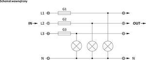 F&F Trójfazowa lampka kontrolna z zabezpieczeniem LK-BZ-3 G 3x230 V+N 2892 3