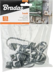 Bradas 10 szt. Hak stalowy do gumy elastycznej szary BUNGEE CORD HOOK Bradas 0246 3