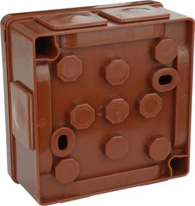 ViPlast 022-02 puszka n/t brązowa bez zacisków 6 wlotów 2 wkręty wym/zew 86x86x40 mm IP55 7908 4
