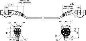 Kabel do ładowania samochodów Degson  AC 230V 32A 7.3kW 5m Typ 2 IP54 (MEAC-S-032A-V1P1-5.0M) 7