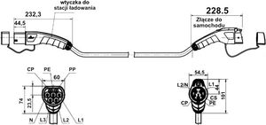 Kabel do ładowania samochodów Degson AC 230V 16A 3.6kW 5m Typ 1 / Typ 2 (MHAC-S-016A-VP1-5.0M) 6