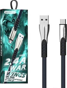 Kabel USB Somostel USB-A - USB-C 1 m Czarny (SMS-BW02 metalowe wtyki) 2