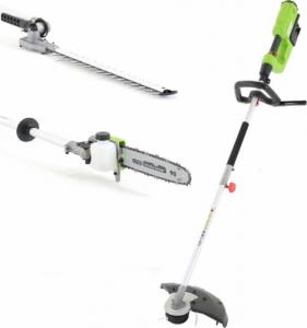 4Garden Urządzenie wielofunkcyjne AK22MULTI 4GARDEN Akumulatorowe: kosa + podkaszarka + nożyce do żywopłotu + okrzesywarka do gałęzi + 2x Akumulator 2,0 Ah + Ładowarka podwójna 6