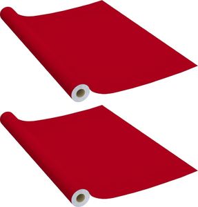 vidaXL Okleiny meblowe samoprzylepne, 2 szt., czerwone, 500x90 cm, PVC 1