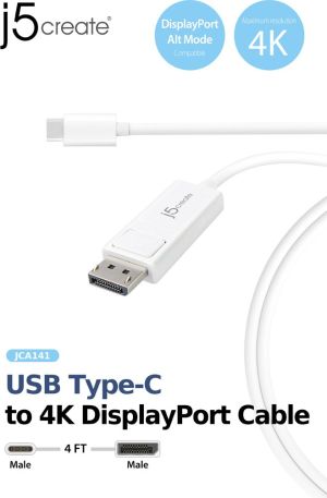 Kabel USB j5create USB-C DisplayPort, 1.2m, Biały (JCA141) 4