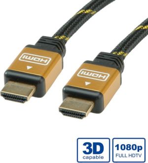 Kabel Roline HDMI - HDMI 3m czarny złoty (11885563) 1