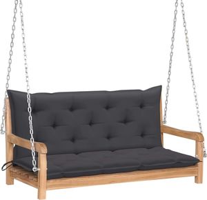 vidaXL Huśtawka ogrodowa z antracytową poduszką, 120 cm, drewno tekowe (3062865) 1