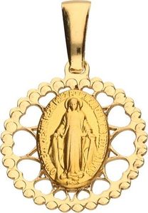 Lovrin Złoty medalik 585 okrągły Matka Boska serca 0,81 g 1