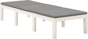 vidaXL Leżak z poduszką plastikowy biały 2