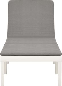 vidaXL Leżak z poduszką plastikowy biały 3