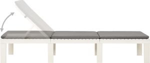 vidaXL Leżak z poduszką plastikowy biały 6