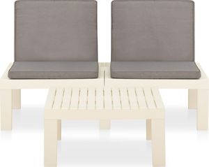 vidaXL Zestaw wypoczynkowy do ogrodu poduszki plastik biały 2-cz. 2