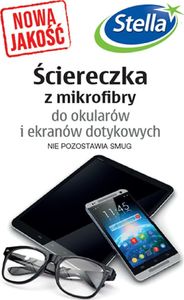 Stella Ściereczka z mikrofibry STELLA, do okularów i ekranów dotykowych, 1 szt., biała z nadrukiem w logo Stella 1