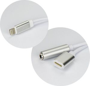 Adapter USB Partner Tele.com Lightning - Jack 3.5mm + Lightning Srebrny  (5901737400680) 2