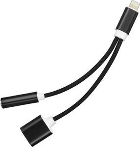 Adapter USB Partner Tele.com Lightning - Jack 3.5mm + Lightning Czarny  (5901737398789) 1