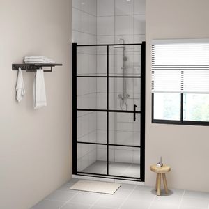 vidaXL Drzwi prysznicowe, hartowane szkło, 100x178 cm, czarne 1
