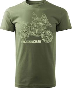 Topslang Koszulka motocyklowa z motocyklem na motor BMW GS 1250 ADVENTURE męska khaki REGULAR XL 1