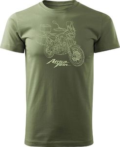 Topslang Koszulka motocyklowa z motocyklem na motor Honda Africa Twin męska khaki REGULAR S 1