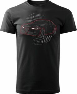 Topslang Koszulka z samochodem Alfa Romeo Giulia Veloce męska czarna REGULAR S 1