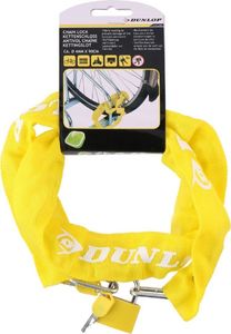 Dunlop Zapięcie rowerowe łańcuchowe z kłódką żółte 2