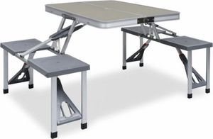 vidaXL Składany stolik turystyczny z 4 siedziskami stal aluminium 1