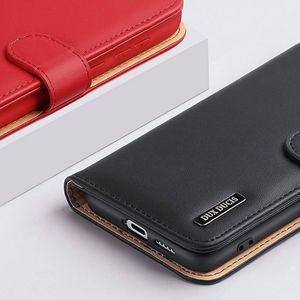 Dux Ducis Dux Ducis Hivo skórzane etui z klapką pokrowiec ze skóry naturalnej portfel na karty i dokumenty Samsung Galaxy S21+ 5G (S21 Plus 5G) czarny 16