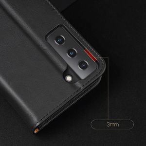 Dux Ducis Dux Ducis Hivo skórzane etui z klapką pokrowiec ze skóry naturalnej portfel na karty i dokumenty Samsung Galaxy S21+ 5G (S21 Plus 5G) czarny 17