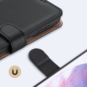 Dux Ducis Dux Ducis Hivo skórzane etui z klapką pokrowiec ze skóry naturalnej portfel na karty i dokumenty Samsung Galaxy S21+ 5G (S21 Plus 5G) czarny 18