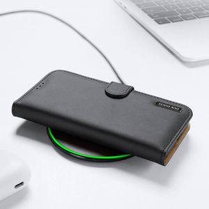 Dux Ducis Dux Ducis Hivo skórzane etui z klapką pokrowiec ze skóry naturalnej portfel na karty i dokumenty Samsung Galaxy S21+ 5G (S21 Plus 5G) czarny 20