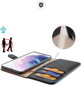 Dux Ducis Dux Ducis Hivo skórzane etui z klapką pokrowiec ze skóry naturalnej portfel na karty i dokumenty Samsung Galaxy S21+ 5G (S21 Plus 5G) czarny 3