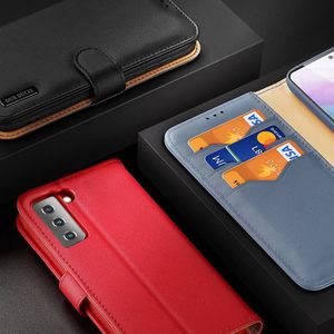 Dux Ducis Dux Ducis Hivo skórzane etui z klapką pokrowiec ze skóry naturalnej portfel na karty i dokumenty Samsung Galaxy S21+ 5G (S21 Plus 5G) czarny 9