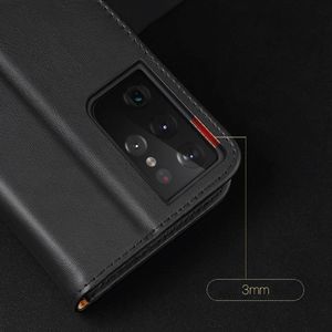 Dux Ducis Dux Ducis Hivo skórzane etui z klapką pokrowiec ze skóry naturalnej portfel na karty i dokumenty Samsung Galaxy S21 Ultra 5G czarny 18