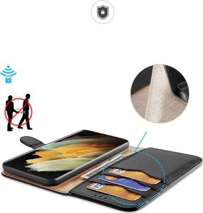 Dux Ducis Dux Ducis Hivo skórzane etui z klapką pokrowiec ze skóry naturalnej portfel na karty i dokumenty Samsung Galaxy S21 Ultra 5G czarny 4