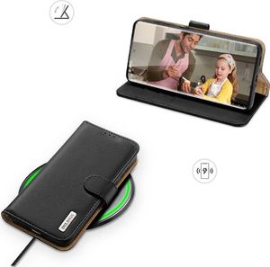 Dux Ducis Dux Ducis Hivo skórzane etui z klapką pokrowiec ze skóry naturalnej portfel na karty i dokumenty Samsung Galaxy S21 Ultra 5G czarny 6