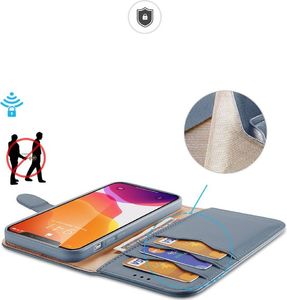 Dux Ducis Dux Ducis Hivo skórzane etui z klapką pokrowiec ze skóry naturalnej portfel na karty i dokumenty iPhone 11 Pro niebieski 3