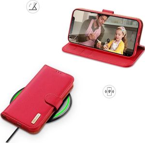 Dux Ducis Dux Ducis Hivo skórzane etui z klapką pokrowiec ze skóry naturalnej portfel na karty i dokumenty iPhone 11 czerwony 6