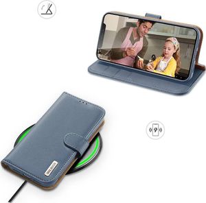 Dux Ducis Dux Ducis Hivo skórzane etui z klapką pokrowiec ze skóry naturalnej portfel na karty i dokumenty iPhone 11 niebieski 8