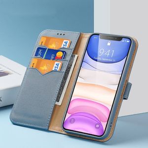 Dux Ducis Dux Ducis Hivo skórzane etui z klapką pokrowiec ze skóry naturalnej portfel na karty i dokumenty iPhone 11 niebieski 10