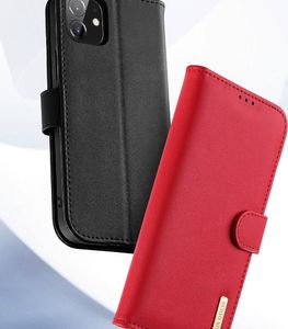 Dux Ducis Dux Ducis Hivo skórzane etui z klapką pokrowiec ze skóry naturalnej portfel na karty i dokumenty iPhone 11 czarny 12