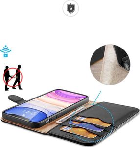 Dux Ducis Dux Ducis Hivo skórzane etui z klapką pokrowiec ze skóry naturalnej portfel na karty i dokumenty iPhone 11 czarny 2