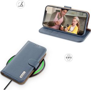 Dux Ducis Dux Ducis Hivo skórzane etui z klapką pokrowiec ze skóry naturalnej portfel na karty i dokumenty iPhone 11 Pro Max niebieski 7