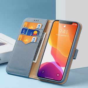Dux Ducis Dux Ducis Hivo skórzane etui z klapką pokrowiec ze skóry naturalnej portfel na karty i dokumenty iPhone 11 Pro Max niebieski 10