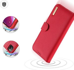 Dux Ducis Dux Ducis Hivo skórzane etui z klapką pokrowiec ze skóry naturalnej portfel na karty i dokumenty iPhone 11 Pro Max czerwony 4