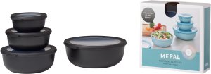 Mepal Zestaw 4 misek Cirqula okrągła 350 750 1250 2250 Nordic Black 106232041100 2