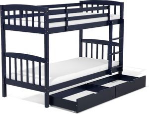 Beliani Łóżko piętrowe z szufladami drewniane 90 x 200 cm niebieskie REVIN 2