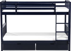 Beliani Łóżko piętrowe z szufladami drewniane 90 x 200 cm niebieskie REVIN 3