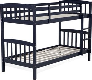 Beliani Łóżko piętrowe z szufladami drewniane 90 x 200 cm niebieskie REVIN 6